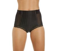 Camille Women's High Waist Briefs Mesh Support Panel 2 Pack Set - BLACK - 18