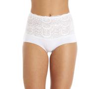 Camille Womens White High Waist Seamless Floral Lace Briefs 18