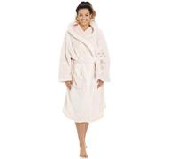 Camille Women's Super Soft Dressing Gown - Luxury Fleece Hooded Bathrobe - Long Sleeved, Belt Fastening & Front Pockets - Pink 8-10
