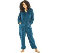 Camille Super Soft Zip-Up Hooded Women's Onesie | Thick Fleece Full-Length Women's All in One Lounge Suit | Long Sleeves, Cosy Hood, Pockets |Warm Material | Jade 10-12