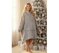 Camille Supersoft Oversized Hoodie Heavy Weight Sherpa Fleece Wearable Hooded Blanket With Elasticated Cuffs & Giant Pocket In Light Grey Light Grey One Size