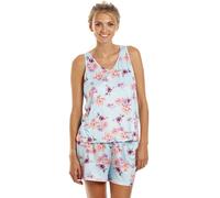 Camille Womens Floral Short Pyjama Set - Ladies Lightweight & Breathable Pyjama with Elasticated Shorts for Comfort and Style Light Blue 10-12