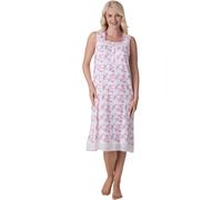 Lightweight Jersey Cotton Sleeveless Floral Nightdresses Camille Pink 10-12