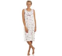 Camille Womens Lightweight Nightdress - Sleeveless Poppy Print Nighties - Comfortable & Breathable Summer Sleepwear with Button Front Fastening