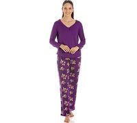 Camille Womens Long Sleeved Floral Pyjama Set - Ladies Lightweight Spandex Full Length Two Piece Set - Comfortable & Breathable Summer Nightwear