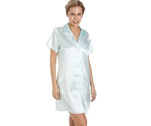 Camille Womens Luxurious Knee Length Plain Satin Nightshirts 12 MINT