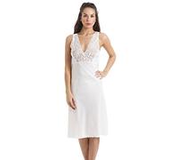 Camille Womens Luxury Classic Nightdress Ivory Floral Lace Chemise Full Slip 18