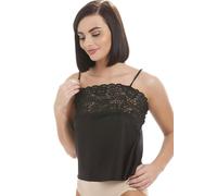 Camille Lace Camisole Top for Women | Elegant Women's Fitted Cami Vest with Adjustable Straps & Floral Trim | Stylish Modesty Panel for Low-Cut Dresses or Shirts | All Day Wear | Black 10