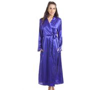 Camille Women's Luxury Plain Satin Dressing Gown in Purple | Size: 14-16 Camille Purple 14-16