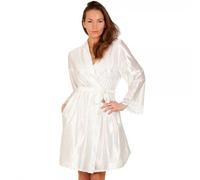 Camille Women's Luxury Satin Chemise & Wrap Set in Ivory | Size: 22/24