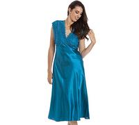Camille Womens Luxury Satin Long Chemise - Ladies Sleeveless Lightweight Lace Nightdress - Comfotable & Breathable Summer Nightwear