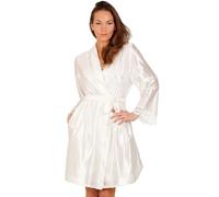 Camille Womens Luxury Short Wrap & Chemise Set - Ladies plain Lightweight & Breathable Summer Nightwear With Tie Belt Fastenng Ivory