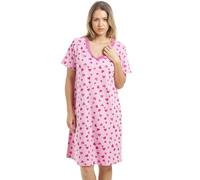 Camille Womens Multi-Coloured Various Print Short Sleeve Cotton Nightshirt - Pink Heart - 8-10