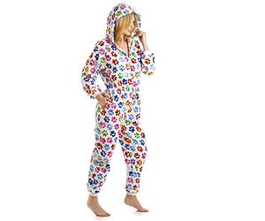 Camille Womens Multicoloured Paw Print Onesie 10-12 Rainbow PAW Print White