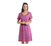 Camille 100% Cotton Women's Nightdress | Knee-Length Lightweight Ladies Cotton Nightie | Short Sleeves & Round Neck | Soft & Breathable Material | Elegant Lace Detailing | Pink Star 18-20