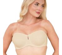 Camille Womens Multiway Strapless Bra | Non Padded & Underwired | Removable Matching & Clear Straps | Cross Back, Strapless, Halter, One Strap | Back Fastening for Extra Support | Beige 42F