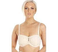 Camille Womens Multiway Strapless Bra | Non Padded & Underwired | Removable Matching & Clear Straps | Cross Back, Strapless, Halter, One Strap | Back Fastening for Extra Support | Beige 34DD