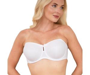 Camille Womens Multiway Strapless Bra | Non Padded & Underwired | Removable Matching & Clear Straps | Cross Back, Strapless, Halter, One Strap | Back Fastening for Extra Support | White 34B