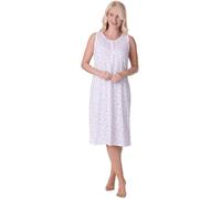 Camille Womens Nightdresses Polycotton Sleeveless Classic Floral Nightdress - Comfortable & Breathable Sleepwear with Pretty Floral Design & Satin Bow Pink 14-16