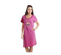 Camille Womens Nightdresses Smooth Soft 100% Cotton - Short Sleeved Breathable & Lightweight Summer Nighties - Vibrant Pink Delicious Ice Cream - 10-12