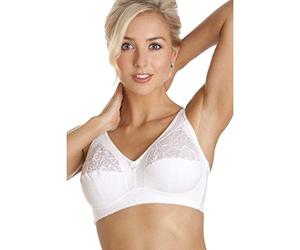 Camille Womens Non Wired Cotton Lined Soft Comfort White Bra 36DD