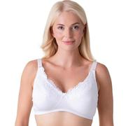 Camille Womens Non-Wired Full Cup Support Mastectomy Bra | Padded Pockets for Ultimate Comfort & Support | Breathable Soft Cotton & Lace Flower Detailing | Adjustable Straps | Back Closing | 40C
