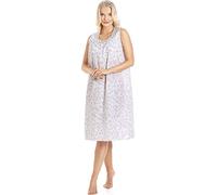 Camille Womens Floral Print Classic Sleeveless White Nightdresses 14-16 Grey