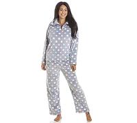 Camille Women's Pyjamas 2-Piece Set - Blue Multicoloured Spot Print Thick Fleece Full Length Ladies' PJs - Long Sleeved with Elasticated Waist for Ultimate Comfort & Warmth