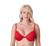 Camille Womens Red Floral Lace Padded Underwired Bra 38E