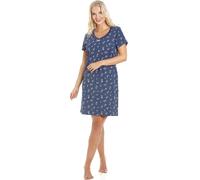 Camille Womens Smooth Soft Cotton Summer Nightshirts 10-12 Navy Blue