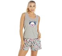 Camille Womens Short Cotton Grey Dog Print Pyjama Set - 8-10 - Grey Dog