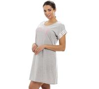 Camille Womens Short Sleeve Plain Nightshirt With Fluorescent Heart Motif 8-10 Grey