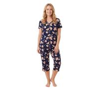 Camille Women's Floral Print Spandex Short Sleeve Pyjama Set in Blue | Size: 10/12