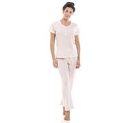 Camille Womens Short Sleeved Glitter Heart Pyjama Set - Ladies Lightweight & Breathable Full Length Pyjama with Elasticated Waist Bottoms
