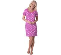 Camille Womens Smooth Soft Cotton Summer Nightshirts 10-12 Pink Polka Dot