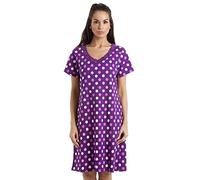 Camille Womens Smooth Soft Cotton Summer Nightshirts 10-12 Purple Polka Dot