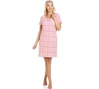 Camille Womens Smooth Soft Cotton Summer Nightshirts 14-16 Pink Check