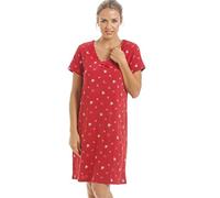 Camille Womens Smooth Soft Cotton Summer Nightshirts 14-16 Red Heart