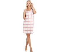 Camille Womens Smooth Soft Cotton Summer Nightshirts 14-16 White Check