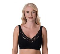 Camille 2 Pack Soft Cotton Wireless Bras for Women - Non-Wired Full Coverage Womens Bra with Lace Detailing & Elastane Trim for Comfortable Support Black 16-18