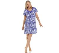 Camille Womens Smooth Soft Cotton Summer Nightshirts 18-20 Navy Blue Flower