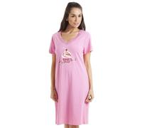 Camille Womens Nightdresses Smooth Soft 100% Cotton - Short Sleeved Breathable & Lightweight Summer Nighties - Pink Delicious Ice Cream - 14-16