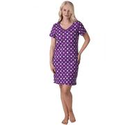 Camille Womens Smooth Soft Cotton Summer Nightshirts 14-16 Purple Polka Dot