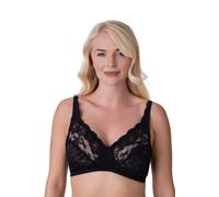Camille Soft Lace Cup Non-Wired Bra for Women - Delicate Lace Bra with Wireless Full Coverage Cups & Adjustable Strap 40DD Black