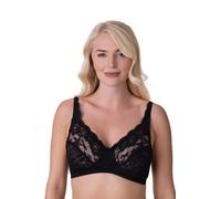 Camille Soft Lace Cup Non-Wired Bra for Women - Delicate Lace Bra with Wireless Full Coverage Cups & Adjustable Strap 40DD Black