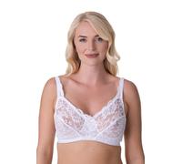 Camille Soft Lace Cup Non-Wired Bra for Women - Delicate Lace Bra with Wireless Full Coverage Cups & Adjustable Strap 36B White