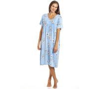Camille Womens Short Sleeve Knee Length Nightdress 10-12 Blue Floral