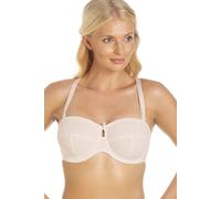 Camille Womens Multiway Strapless Bra - Non Padded & Underwired with Removable Matching & Clear Straps - Cross Back, Strapless, Halter or One Strap Beige 42F