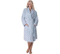 Camille Women's Super Soft Fleece Dressing Gown, Below-Knee Length Bathrobe - Aqua 14-16