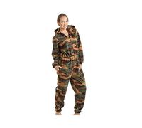 Camille Womens Super Soft Fleece Hooded Various Print All In One Onesies 22-24 Green Camoflauge